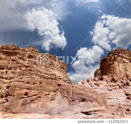 Mountains of Petra, Jordan, Middle East. Petra has been a UNESCO World Heritage Site since 1985 Mountains of Petra, Jordan, Middle East. Petra has been a UNESCO World Heritage Site since 1985 112902053