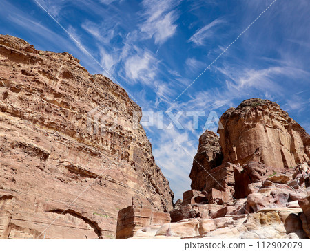 Mountains of Petra, Jordan, Middle East. Petra has been a UNESCO World Heritage Site since 1985 112902079