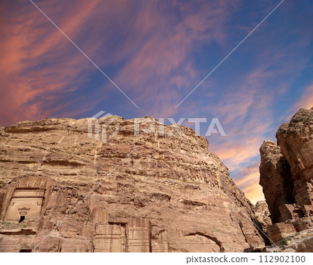 Mountains of Petra, Jordan, Middle East. Petra has been a UNESCO World Heritage Site since 1985 112902100