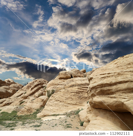 Mountains of Petra, Jordan, Middle East. Petra has been a UNESCO World Heritage Site since 1985 Mountains of Petra, Jordan, Middle East. Petra has been a UNESCO World Heritage Site since 1985 112902111