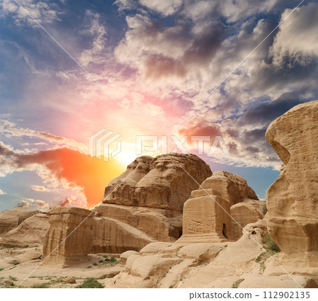 Mountains of Petra, Jordan, Middle East. Petra has been a UNESCO World Heritage Site since 1985 Mountains of Petra, Jordan, Middle East. Petra has been a UNESCO World Heritage Site since 1985 112902135