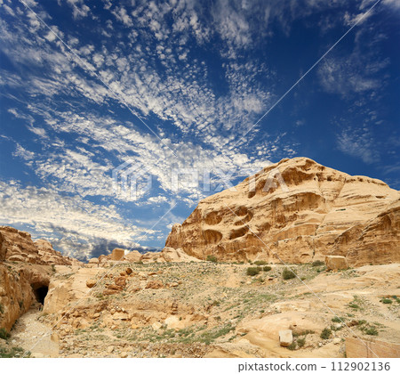 Mountains of Petra, Jordan, Middle East. Petra has been a UNESCO World Heritage Site since 1985 112902136