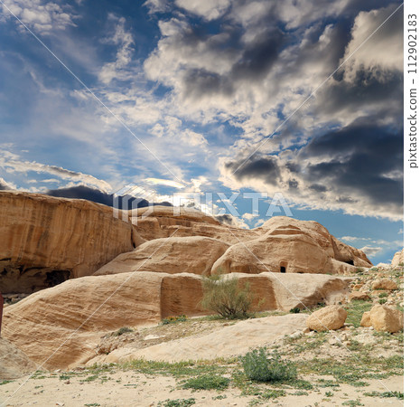 Mountains of Petra, Jordan, Middle East. Petra has been a UNESCO World Heritage Site since 1985 Mountains of Petra, Jordan, Middle East. Petra has been a UNESCO World Heritage Site since 1985 112902183
