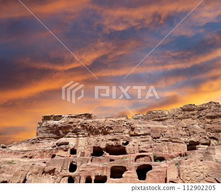 Mountains of Petra, Jordan, Middle East. Petra has been a UNESCO World Heritage Site since 1985 Mountains of Petra, Jordan, Middle East. Petra has been a UNESCO World Heritage Site since 1985 112902205