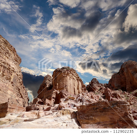 Mountains of Petra, Jordan, Middle East. Petra has been a UNESCO World Heritage Site since 1985 112902235