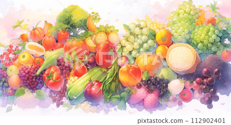 fresh fruits and vegetables illustration 112902401