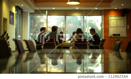 People having a meeting in a conference room / AI generation 112902584
