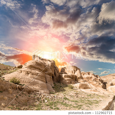 Mountains of Petra, Jordan, Middle East. Petra has been a UNESCO World Heritage Site since 1985 Mountains of Petra, Jordan, Middle East. Petra has been a UNESCO World Heritage Site since 1985 112902715