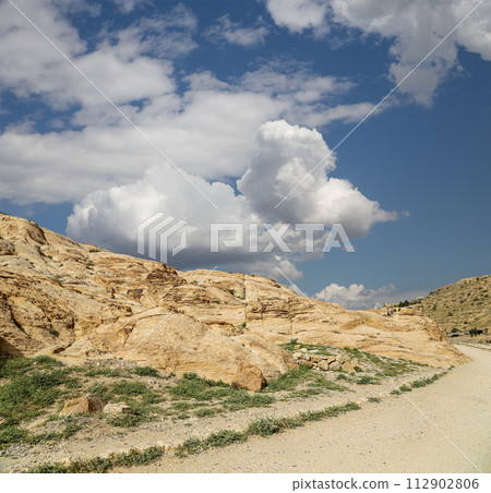 Mountains of Petra, Jordan, Middle East. Petra has been a UNESCO World Heritage Site since 1985 Mountains of Petra, Jordan, Middle East. Petra has been a UNESCO World Heritage Site since 1985 112902806