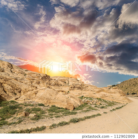 Mountains of Petra, Jordan, Middle East. Petra has been a UNESCO World Heritage Site since 1985 Mountains of Petra, Jordan, Middle East. Petra has been a UNESCO World Heritage Site since 1985 112902809