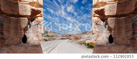 Mountains of Petra, Jordan, Middle East. Petra has been a UNESCO World Heritage Site since 1985 Mountains of Petra, Jordan, Middle East. Petra has been a UNESCO World Heritage Site since 1985 112902853
