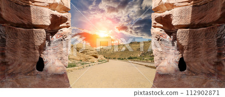 Mountains of Petra, Jordan, Middle East. Petra has been a UNESCO World Heritage Site since 1985 Mountains of Petra, Jordan, Middle East. Petra has been a UNESCO World Heritage Site since 1985 112902871