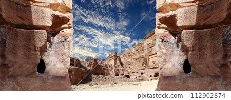 Mountains of Petra, Jordan, Middle East. Petra has been a UNESCO World Heritage Site since 1985 112902874