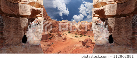 Mountains of Petra, Jordan, Middle East. Petra has been a UNESCO World Heritage Site since 1985 112902891
