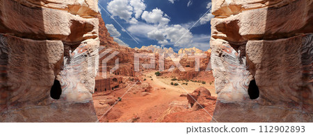 Mountains of Petra, Jordan, Middle East. Petra has been a UNESCO World Heritage Site since 1985 Mountains of Petra, Jordan, Middle East. Petra has been a UNESCO World Heritage Site since 1985 112902893