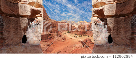 Mountains of Petra, Jordan, Middle East. Petra has been a UNESCO World Heritage Site since 1985 Mountains of Petra, Jordan, Middle East. Petra has been a UNESCO World Heritage Site since 1985 112902894