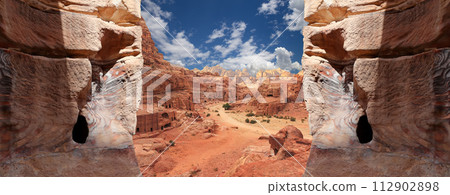 Mountains of Petra, Jordan, Middle East. Petra has been a UNESCO World Heritage Site since 1985 Mountains of Petra, Jordan, Middle East. Petra has been a UNESCO World Heritage Site since 1985 112902898