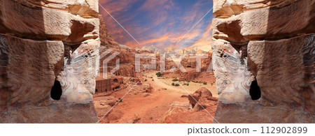 Mountains of Petra, Jordan, Middle East. Petra has been a UNESCO World Heritage Site since 1985 Mountains of Petra, Jordan, Middle East. Petra has been a UNESCO World Heritage Site since 1985 112902899