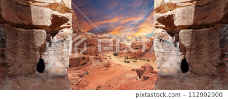 Mountains of Petra, Jordan, Middle East. Petra has been a UNESCO World Heritage Site since 1985 Mountains of Petra, Jordan, Middle East. Petra has been a UNESCO World Heritage Site since 1985 112902900