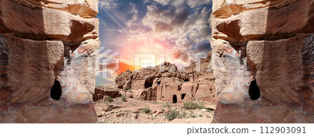 Mountains of Petra, Jordan, Middle East. Petra has been a UNESCO World Heritage Site since 1985 Mountains of Petra, Jordan, Middle East. Petra has been a UNESCO World Heritage Site since 1985 112903091