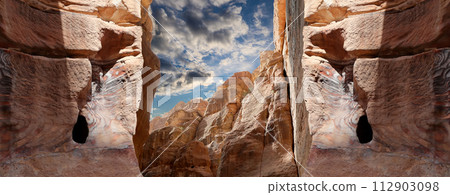 Mountains of Petra, Jordan, Middle East. Petra has been a UNESCO World Heritage Site since 1985 Mountains of Petra, Jordan, Middle East. Petra has been a UNESCO World Heritage Site since 1985 112903098