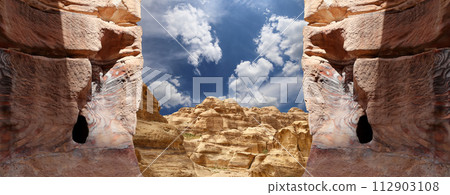 Mountains of Petra, Jordan, Middle East. Petra has been a UNESCO World Heritage Site since 1985 112903108