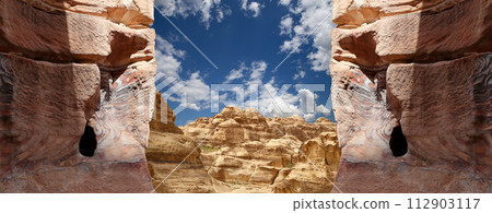 Mountains of Petra, Jordan, Middle East. Petra has been a UNESCO World Heritage Site since 1985 112903117