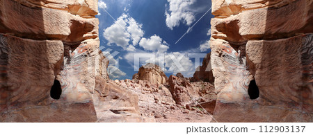 Mountains of Petra, Jordan, Middle East. Petra has been a UNESCO World Heritage Site since 1985 Mountains of Petra, Jordan, Middle East. Petra has been a UNESCO World Heritage Site since 1985 112903137