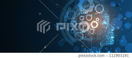 Abstract Artificial intelligence. Cloud computing. Machine learning. Technology web background. Virtual concept futuristic background Abstract Artificial intelligence. Cloud computing. Machine learning. Technology web background. Virtual concept futuristic background 112903291