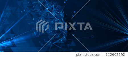 Abstract Artificial intelligence. Cloud computing. Machine learning. Technology web background. Virtual concept futuristic background 112903292