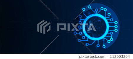 Abstract Artificial intelligence. Cloud computing. Machine learning. Technology web background. Virtual concept futuristic background 112903294