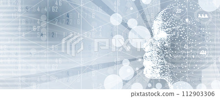 Abstract Artificial intelligence. Cloud computing. Machine learning. Technology web background. Virtual concept futuristic background 112903306