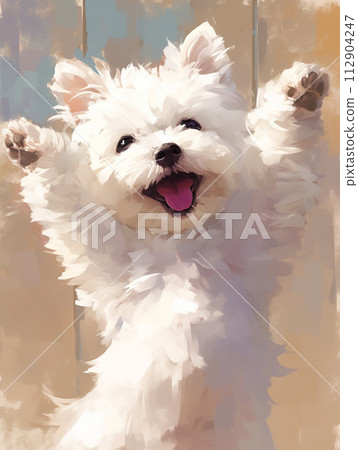 西高地白梗舉起雙手/AI生成 112904247