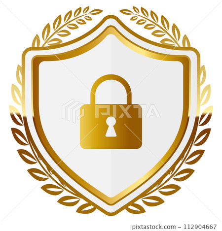 Luxury security emblem white and gold 112904667