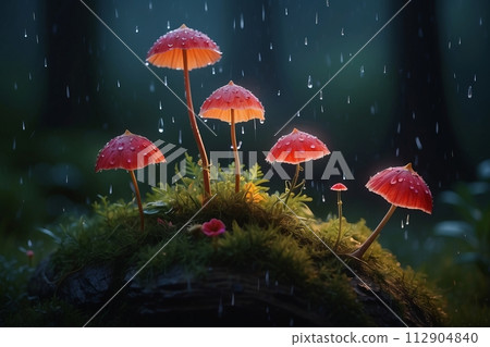 Rain in a magical forest - Stock Illustration [112904840] - PIXTA
