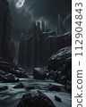 Gothic dark castle under the moon 112904843