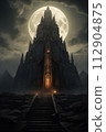 Gothic dark castle under the moon 112904875
