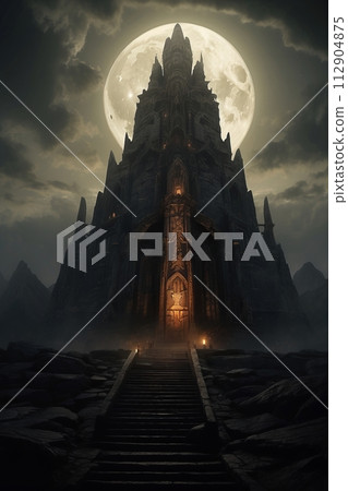 Gothic dark castle under the moon Gothic dark castle under the moon 112904875