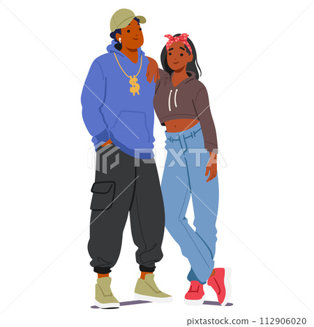 Hip-hop Subculture Couple Characters Embrace Urban Fashion And Rhythm-driven Music. They Embody Creativity, Authenticity 112906020