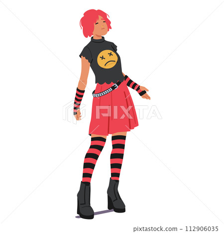 Emo Girl Subculture Is Characterized By Emotional Expression, Distinctive Fashion With Dark Clothing, And Eyeliner Emo Girl Subculture Is Characterized By Emotional Expression, Distinctive Fashion With Dark Clothing, And Eyeliner 112906035