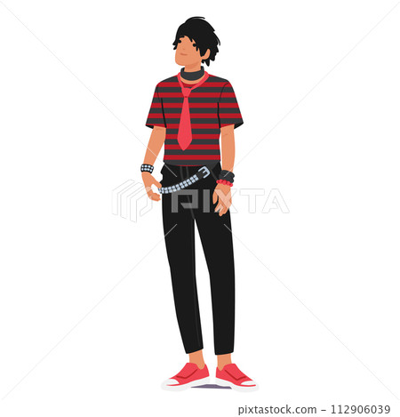 Emo Man Subculture Is Characterized By Emotional Sensitivity, Introspective Lyrics, Skinny Jeans And Dark Hairstyle Emo Man Subculture Is Characterized By Emotional Sensitivity, Introspective Lyrics, Skinny Jeans And Dark Hairstyle 112906039