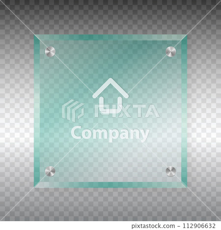 Transparent glass boarad with copy space for company name Transparent glass boarad with copy space for company name 112906632