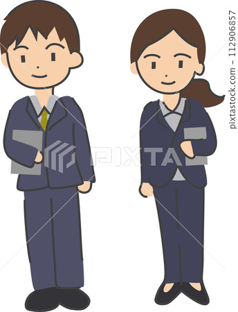 Full body of male and female office workers 112906857