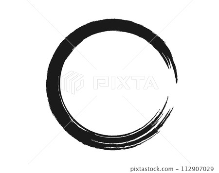 Japanese-style round frame that looks like it was written with a brush 112907029