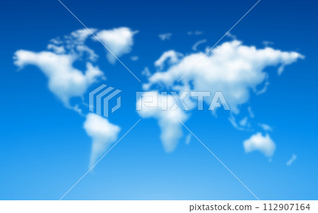 World map of fluffy clouds World map of fluffy clouds 112907164