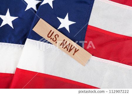 U.S. Navy Branch Tape on national USA flag 112907222