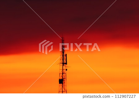 AI-generated content. Antenna communication technology with city background. Communication tower connect to data of smart city. Telecommunication 5G. Neural network AI generated art AI-generated content. Antenna communication technology with city background. Communication tower connect to data of smart city. Telecommunication 5G. Neural network AI generated art 112907227