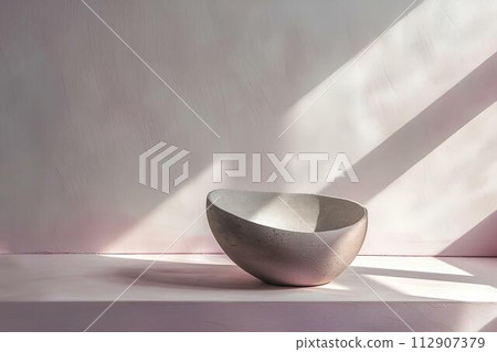 Ceramic bowl on white wall background. 3d rendering. 112907379