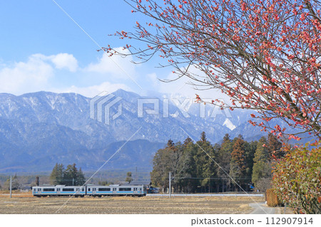 在Otori線的早春的Azumino 112907914