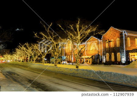 [With retouching] Hakodate Meijikan (formerly Hakodate Post Office) winter night view 112907939